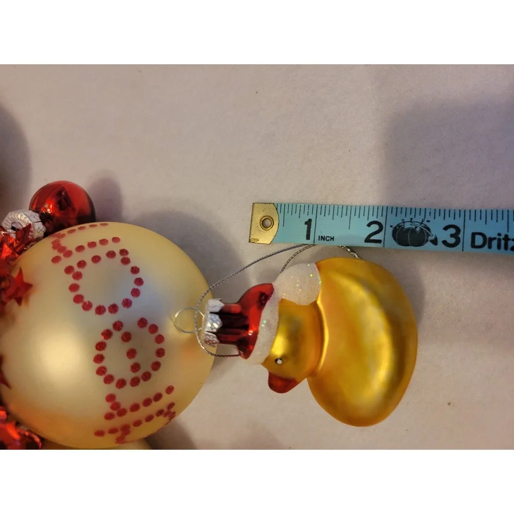 VTG Quacker Factory Sparkle Shine Christmas Ornaments Baker's Dozen Gold Red Set